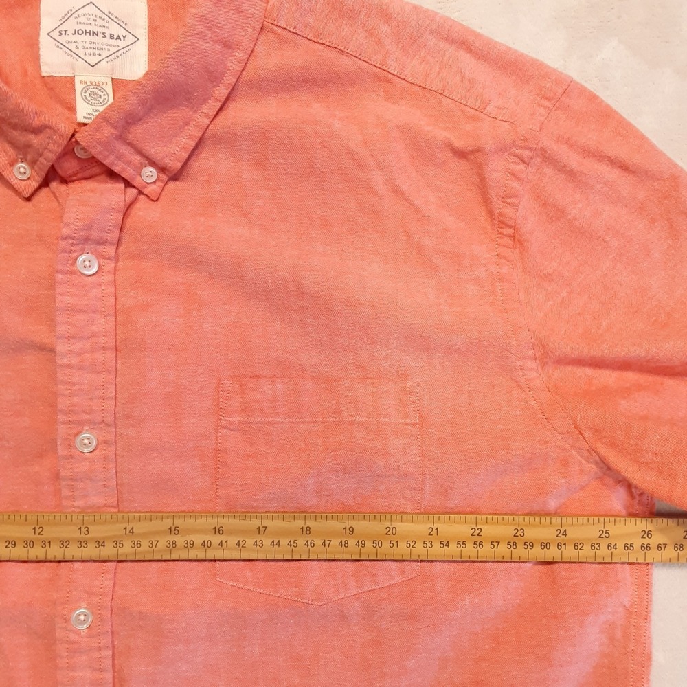 St. John's Bay Mens Slub Cotton SS Classic Fit Button Shirt 2XL Maine Lobster - Picture 5 of 8